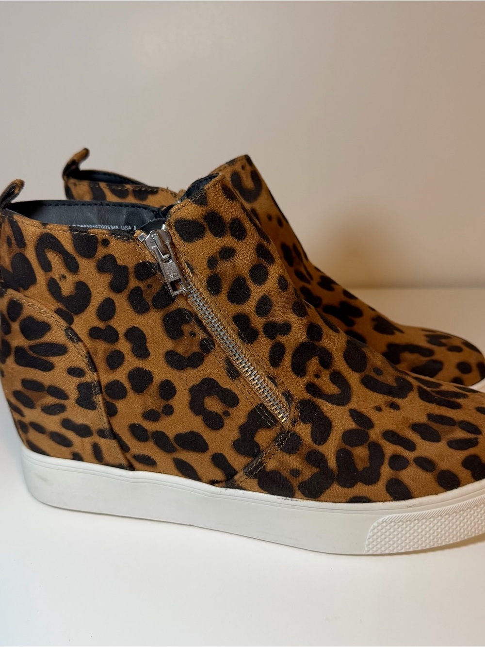 Time and Tru Leopard Print Hidden Wedge Sneaker Boot - Tan/Black